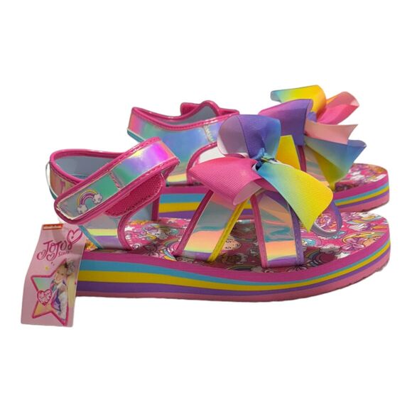 NEW Nickelodeon Jojo Siwa Girls Size 6 Rainbow Unicorn Big Bow Sandals - Picture 4 of 10